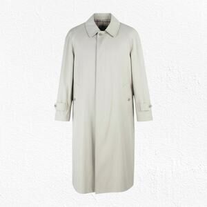 Vintage 80s Burberry Beige Nova Check Lined Trench Coat Made England Size XL